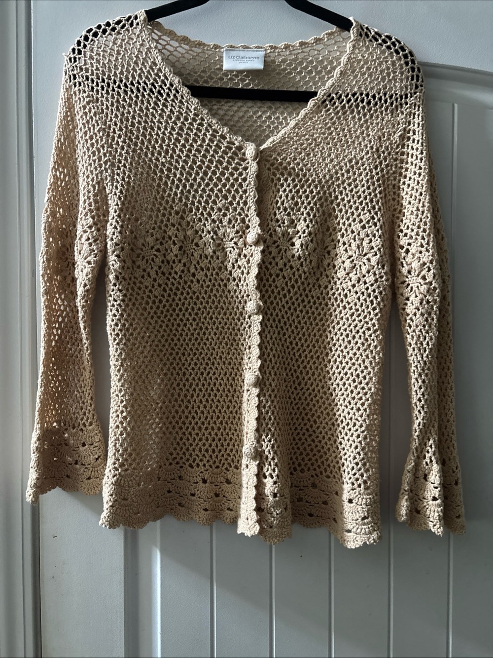 Vintage Liz Claiborne Crochet Cardigan Size Petite